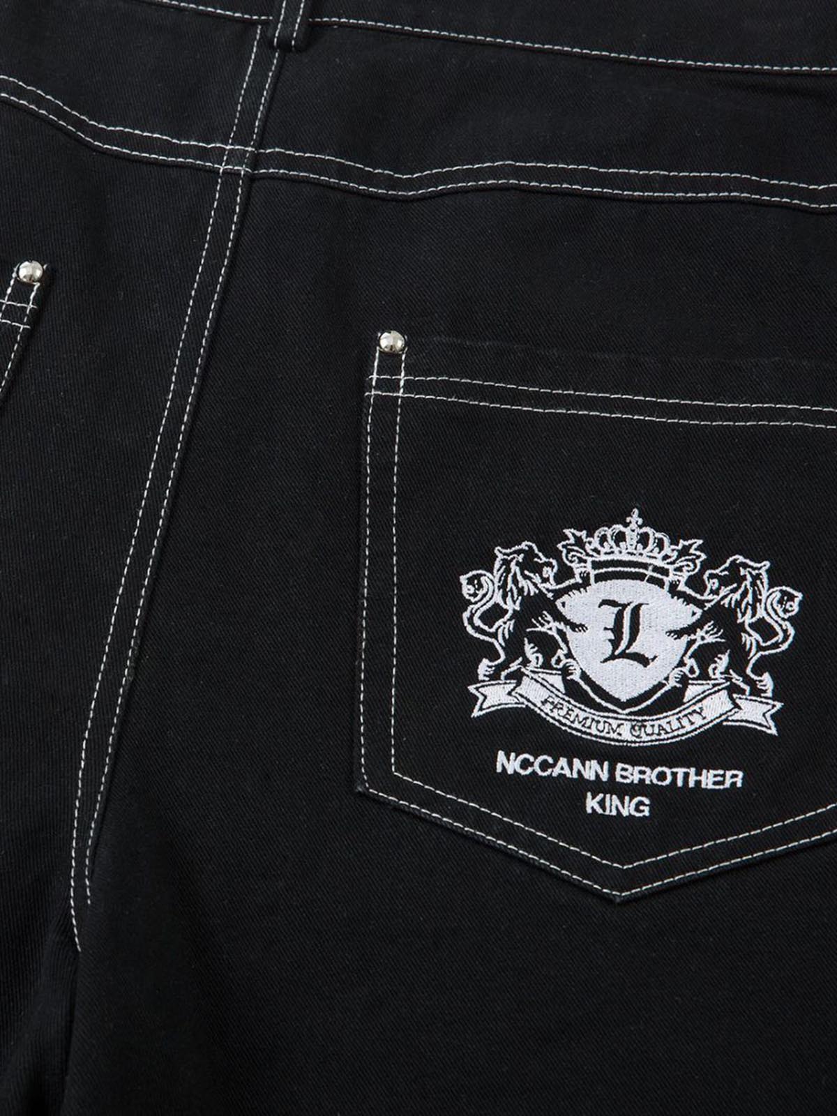 Thesupermade Heavy Contrast Thread Embroidered Multi-button Jeans 