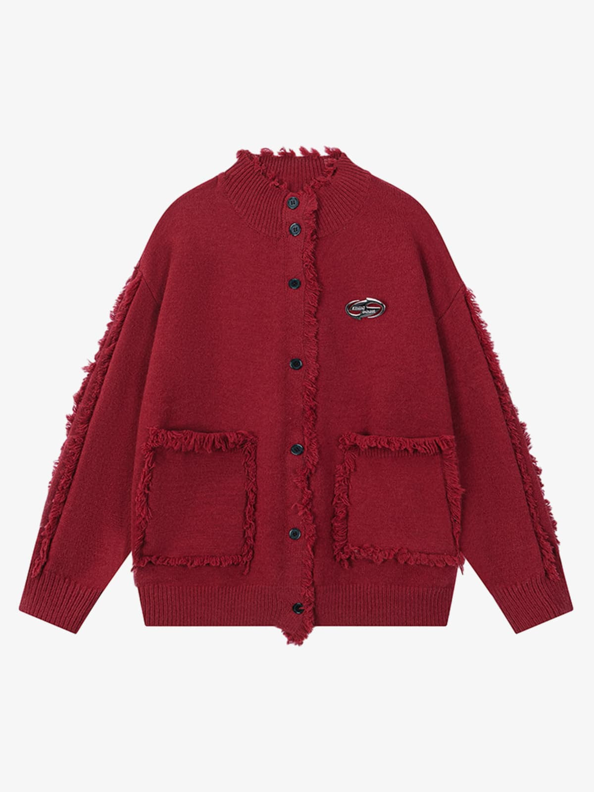 Vintage Frayed Edge Metal Logo Cardigan 