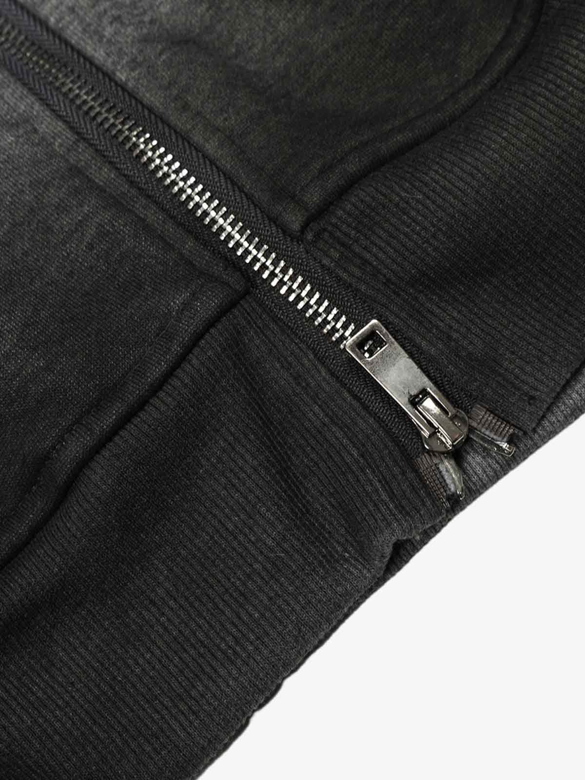 Cotton Blend Oversized Zip-Up Hoodie with Stud Detailing 