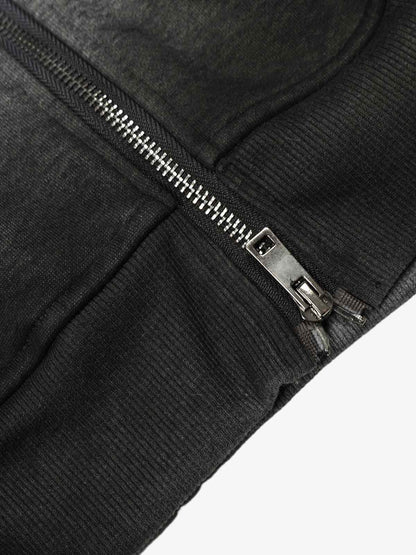 Cotton Blend Oversized Zip-Up Hoodie with Stud Detailing 