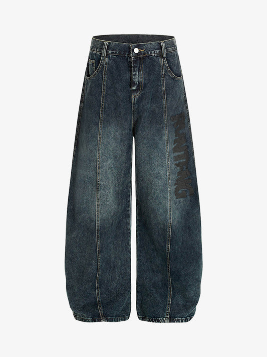 Vintage Washed Vibe Scimitar Wide-Leg Jeans 