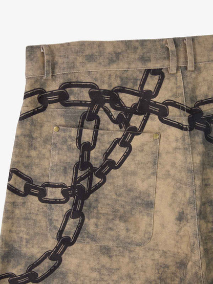 Supermade Distressed Chain And Key Print Baggy Pants?