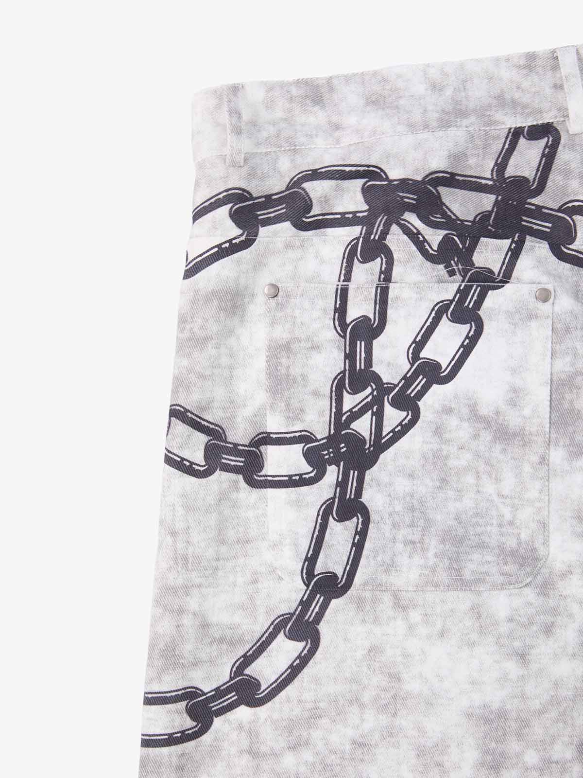 Supermade Distressed Chain And Key Print Baggy Pants?