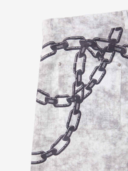 Supermade Distressed Chain And Key Print Baggy Pants?