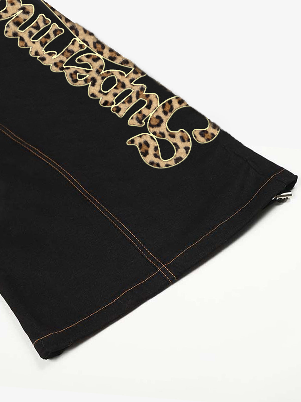 Retro leopard print logo letter wide-leg casual pants?