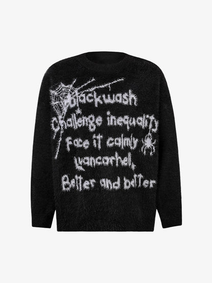 Retro Letter Jacquard Mink Sweater 