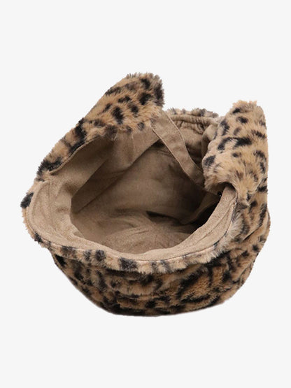 Retro Leopard Plush Earmuff Winter Hat 