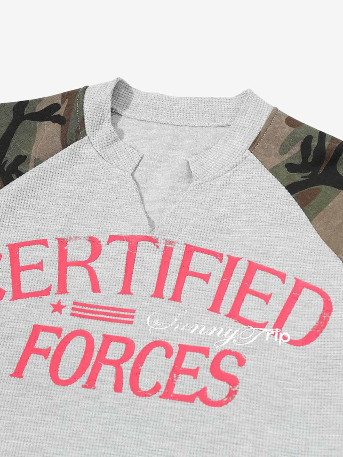 Certified Forces Camo Raglan Long Sleeve Top for Men - Perfect for Casual and Outdoor Activities 