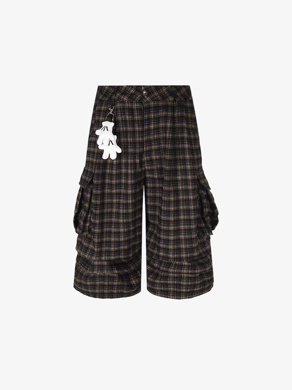 Plaid Cotton Cargo Shorts for Men - Oversized Fit with Multiple Pockets and Elastic Waistband?