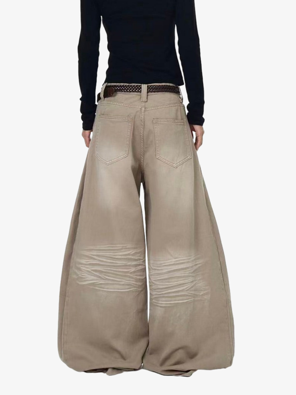 Cotton Wide Leg Pants with Belted Scarf Detail - Comfortable High Waist Culottes for Women 