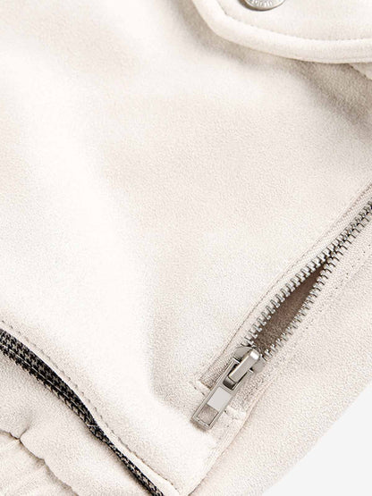 Military-Inspired Utility Shoulder Straps Zip Jacket