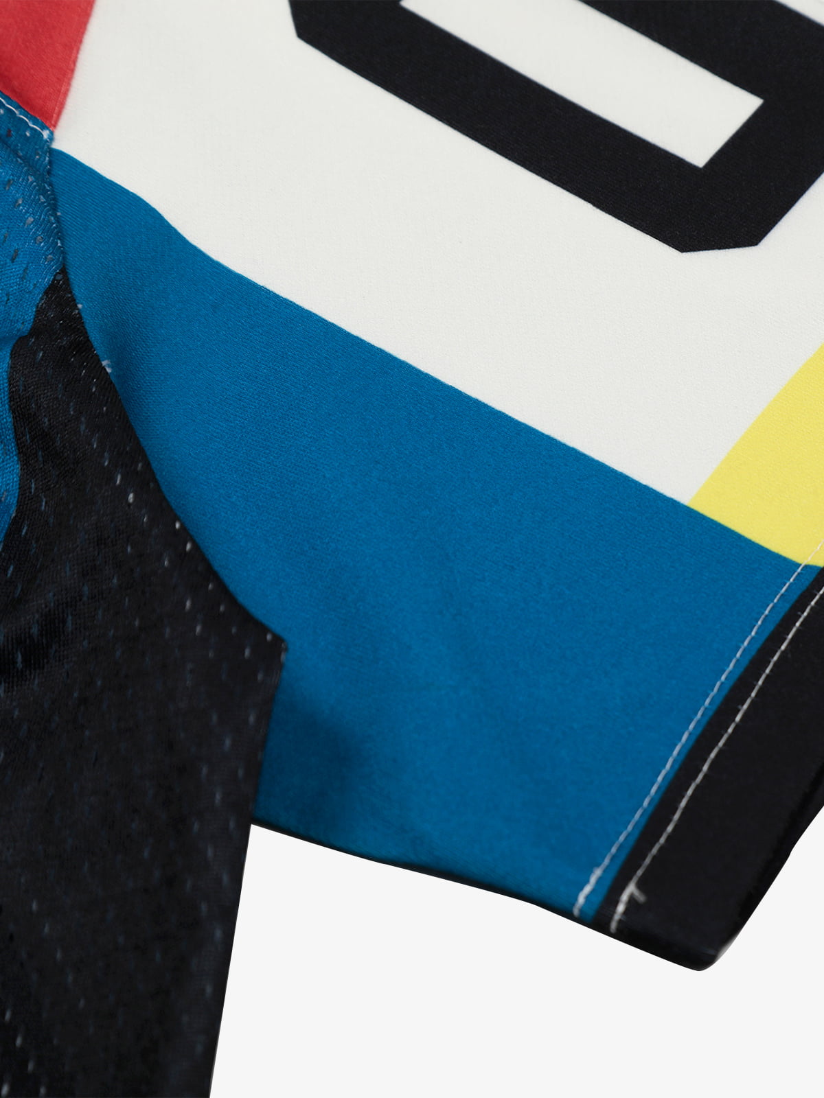 Polyester Mesh Sports Jersey with Bold Graphic Print and V-Neck Design 