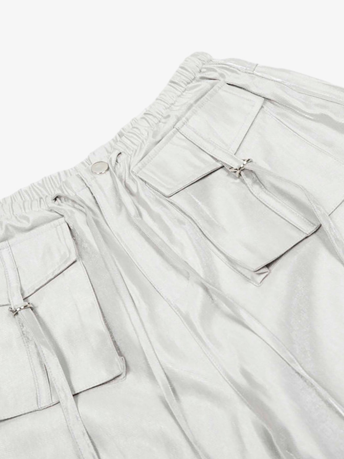 High Street Rivet Pleated Workwear Multi-pocket Casual Pants 