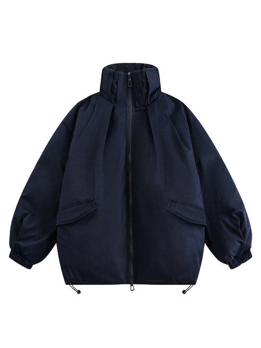 Vintage Oversized Pleated Stand Collar Jacket 