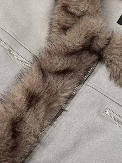 Stylish Faux Fur Collar Jacket for Men and Women - Perfect for Casual and Trendy Looks 