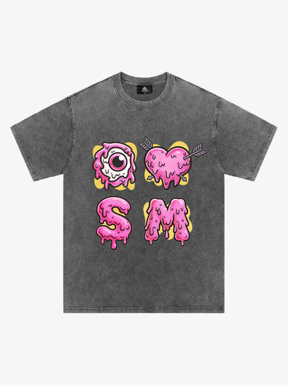 Thesupermade eyeball and love graffiti declaration T-shirt 