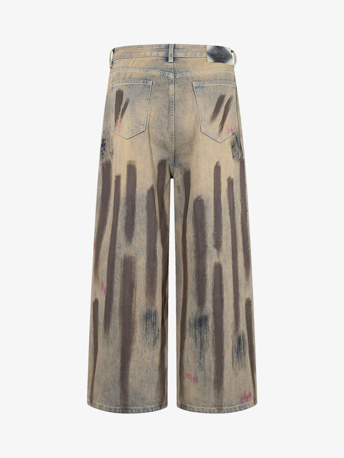 Retro Washed Brushstroke Wide-Leg Jeans 