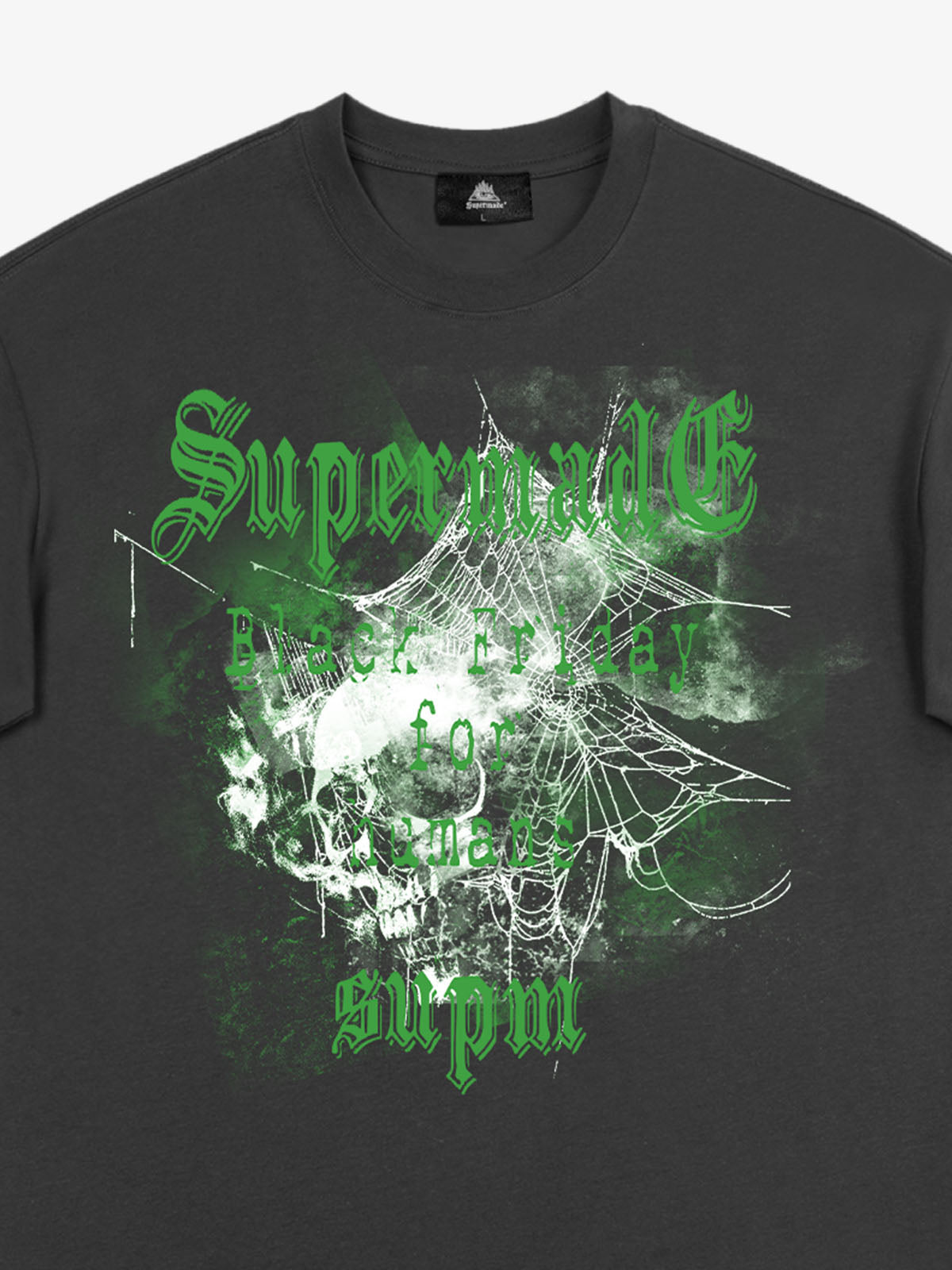 THE SUPERMADE Black Friday Gothic Skull Spiderweb Graphic T-Shirt 