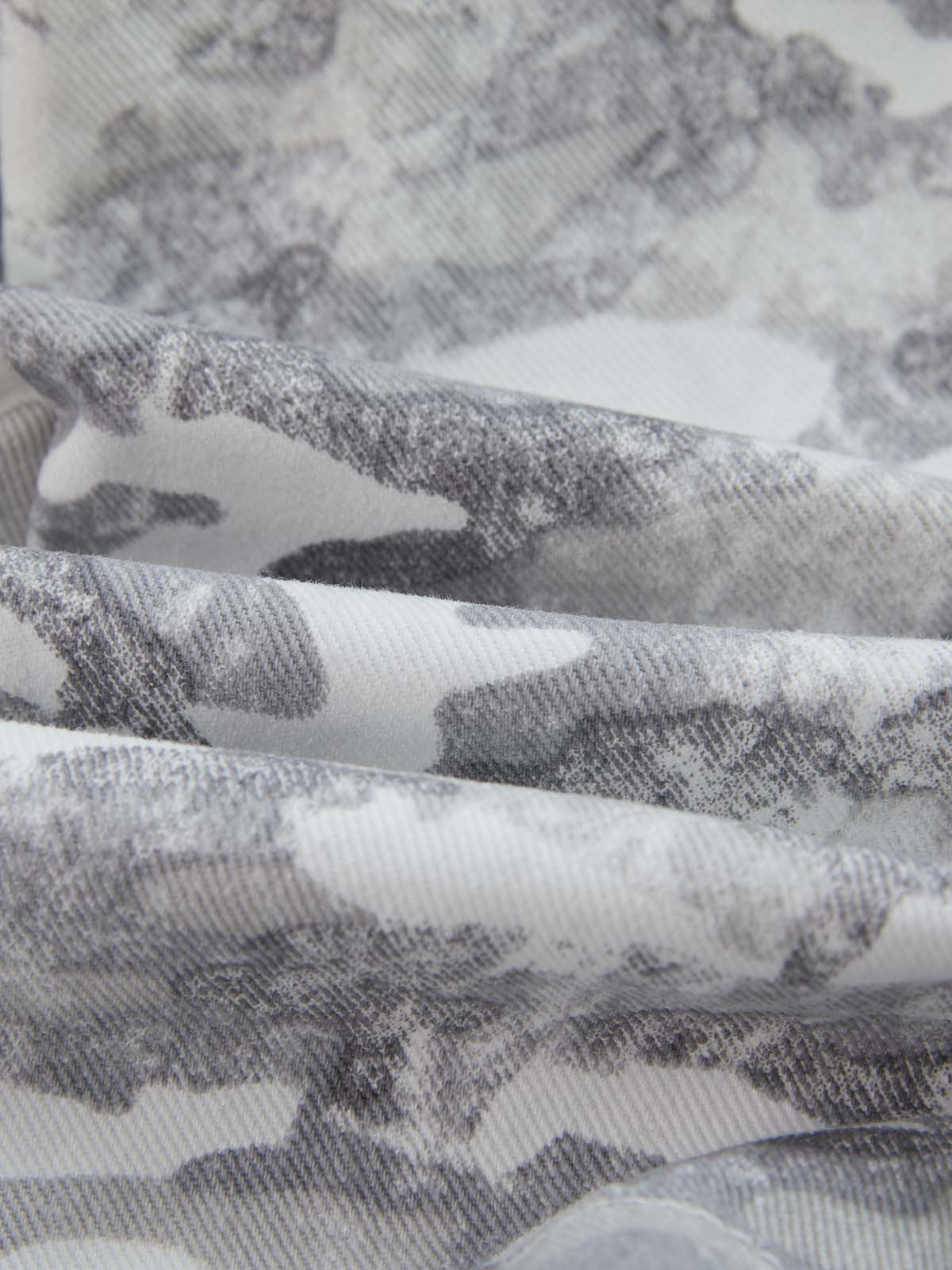 Cotton Blend Camouflage Wide Leg Pants with Drawstring Waist and Flag Patch 