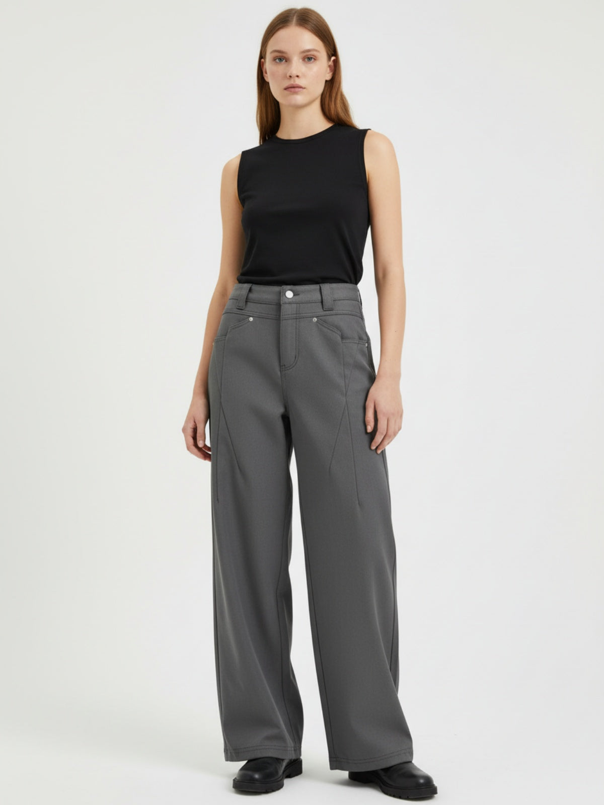 Pleated Deconstructed Tailored Pocket Casual Pants
