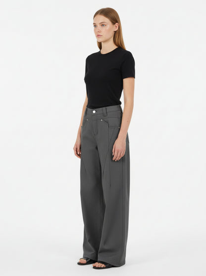 Pleated Deconstructed Tailored Pocket Casual Pants