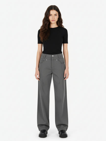 Pleated Deconstructed Tailored Pocket Casual Pants