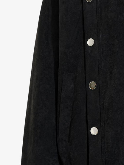 Vintage Stand Collar Metal Button-Structured Bomber Jacket