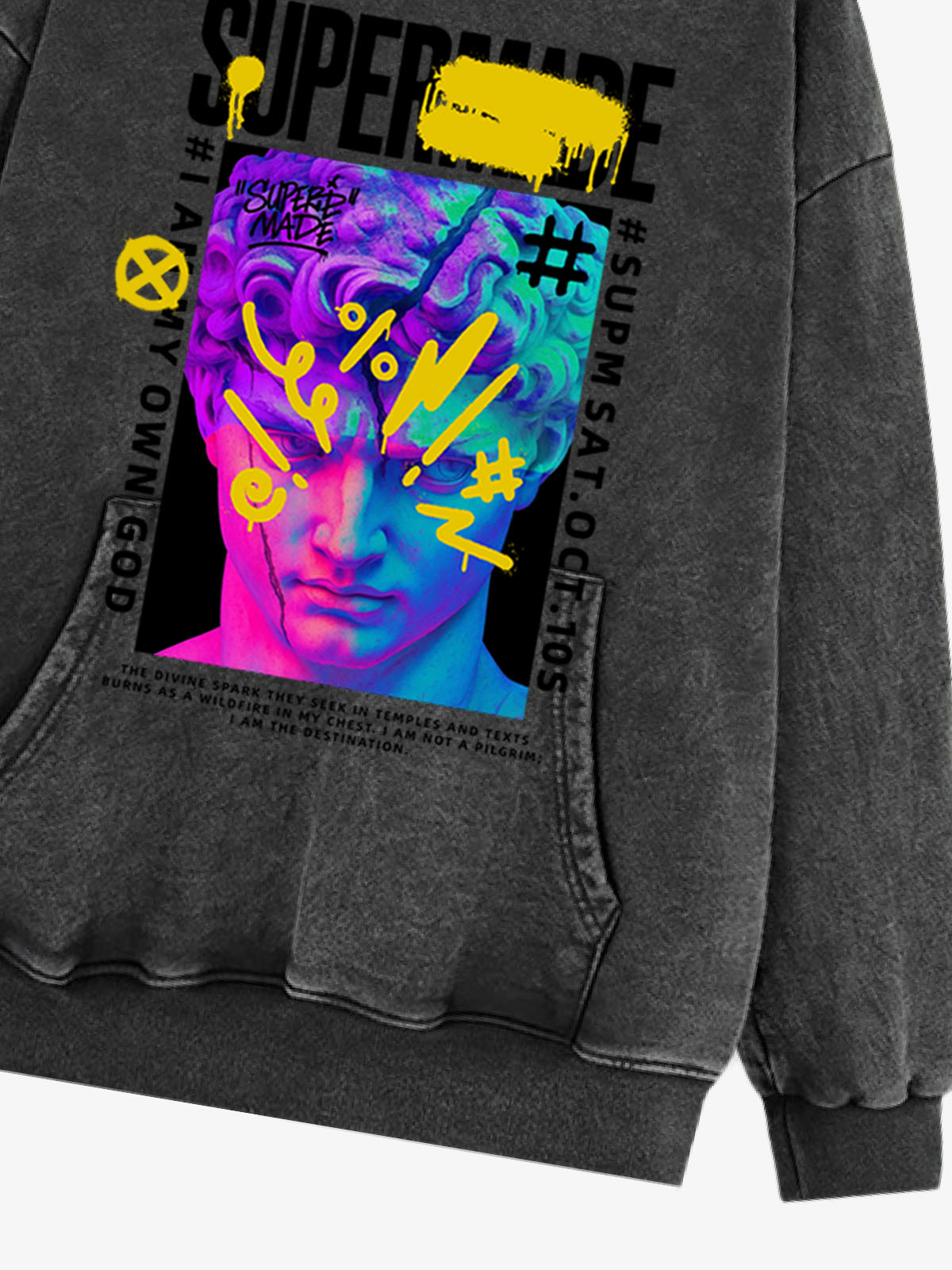 Thesupermade Cyberpunk Graffiti David Statue Hooded Sweatshirt 