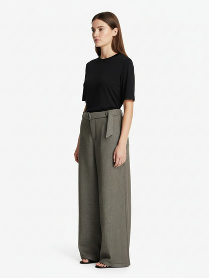 Belted Houndstooth Blazer Pants