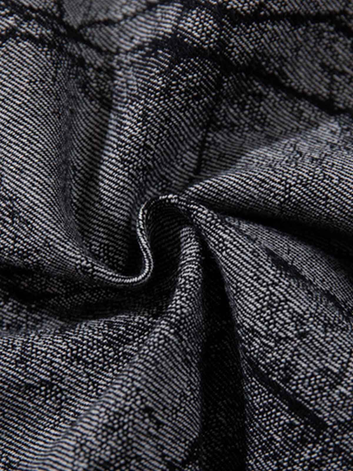 Cotton Blend Wide Leg Pants with Cracked Print and Black Panel Details?