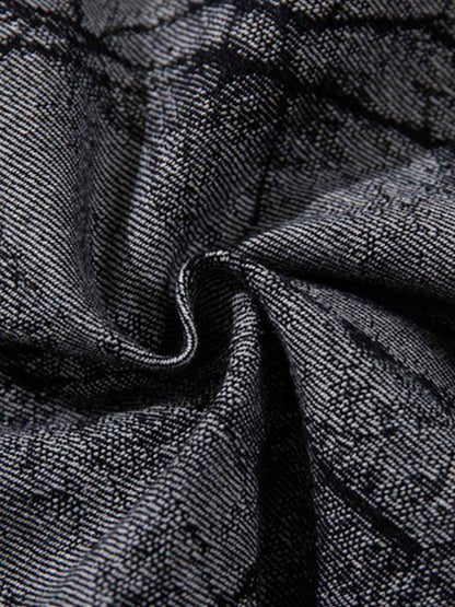 Cotton Blend Wide Leg Pants with Cracked Print and Black Panel Details?