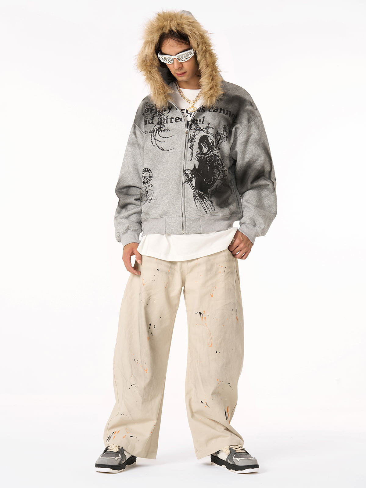 Retro Inkjet Dirty Dyed Barrel Pants 