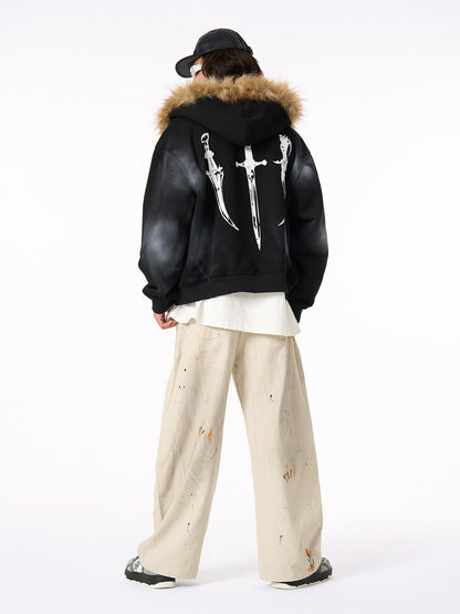 Retro Inkjet Dirty Dyed Barrel Pants 