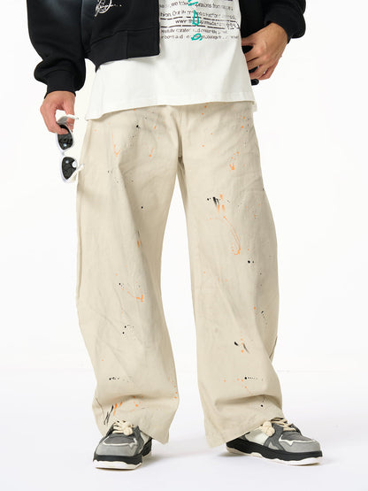 Retro Inkjet Dirty Dyed Barrel Pants 