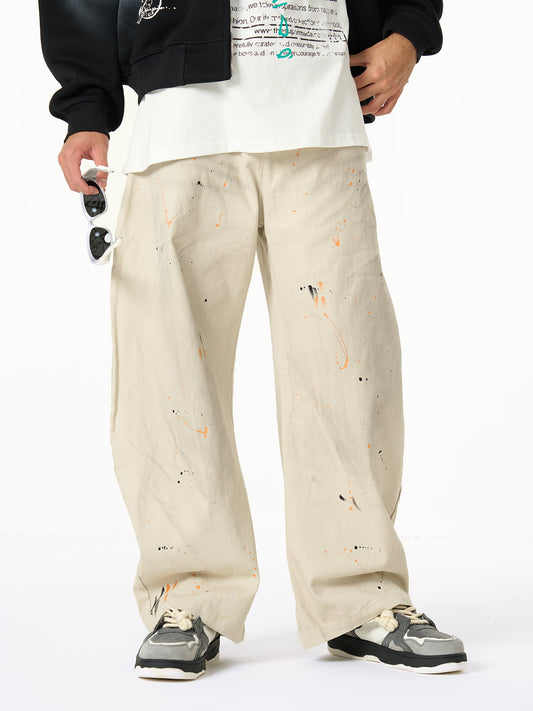 Retro Inkjet Dirty Dyed Barrel Pants 