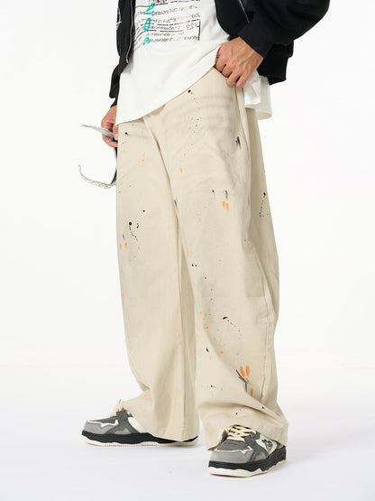 Retro Inkjet Dirty Dyed Barrel Pants 