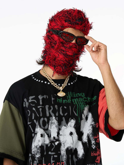 Contrast Color Patchwork Print T-Shirt 