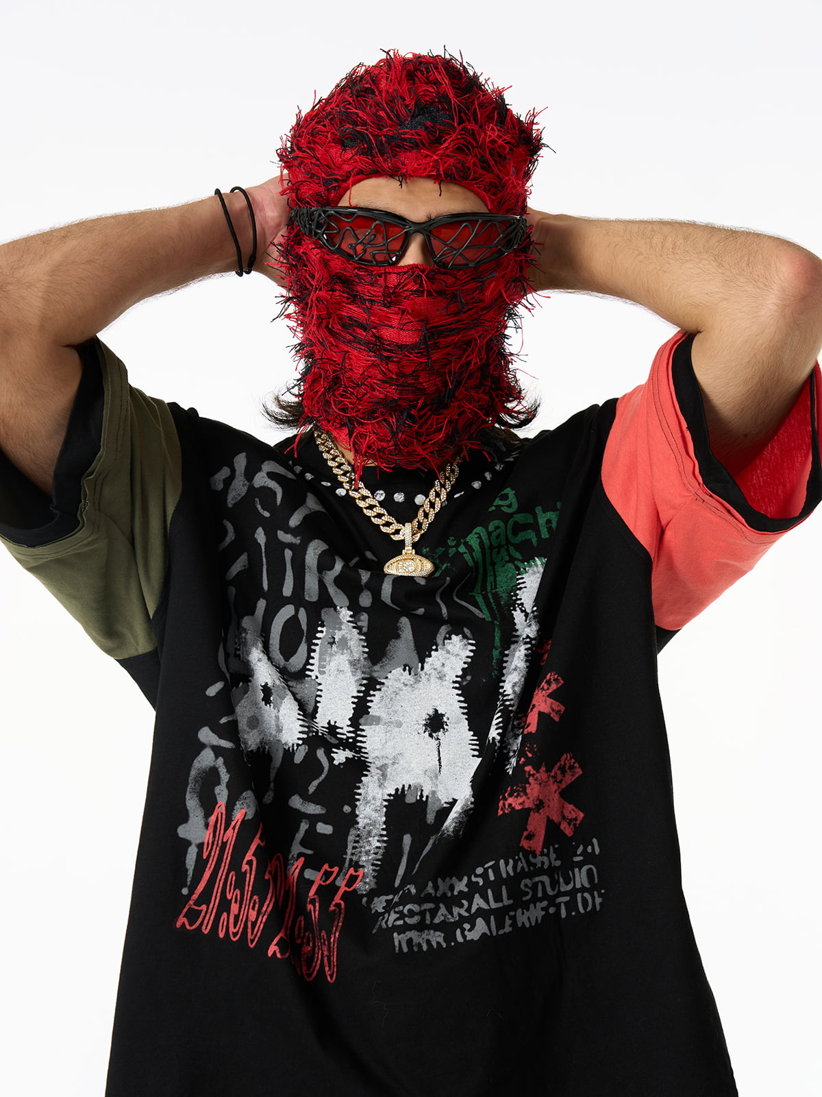 Contrast Color Patchwork Print T-Shirt 