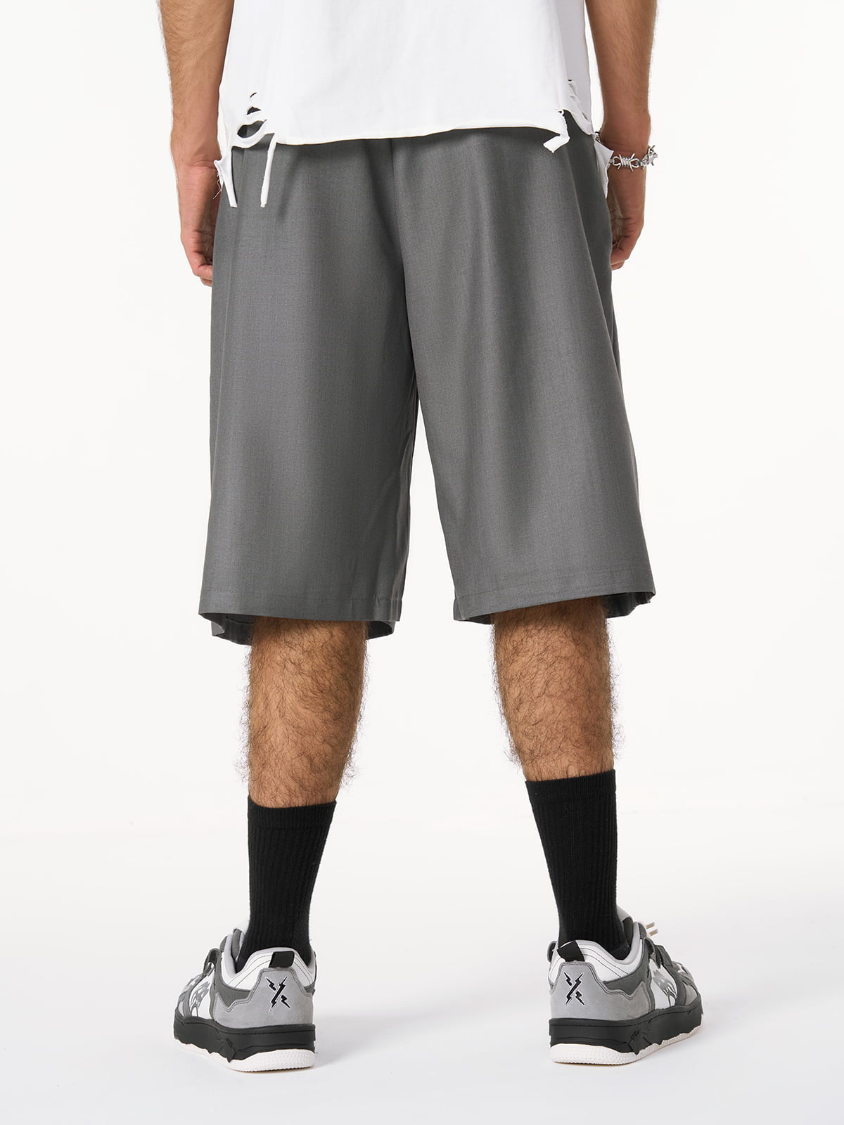 Pleated Design Pendant Decoration Baggy Shorts 