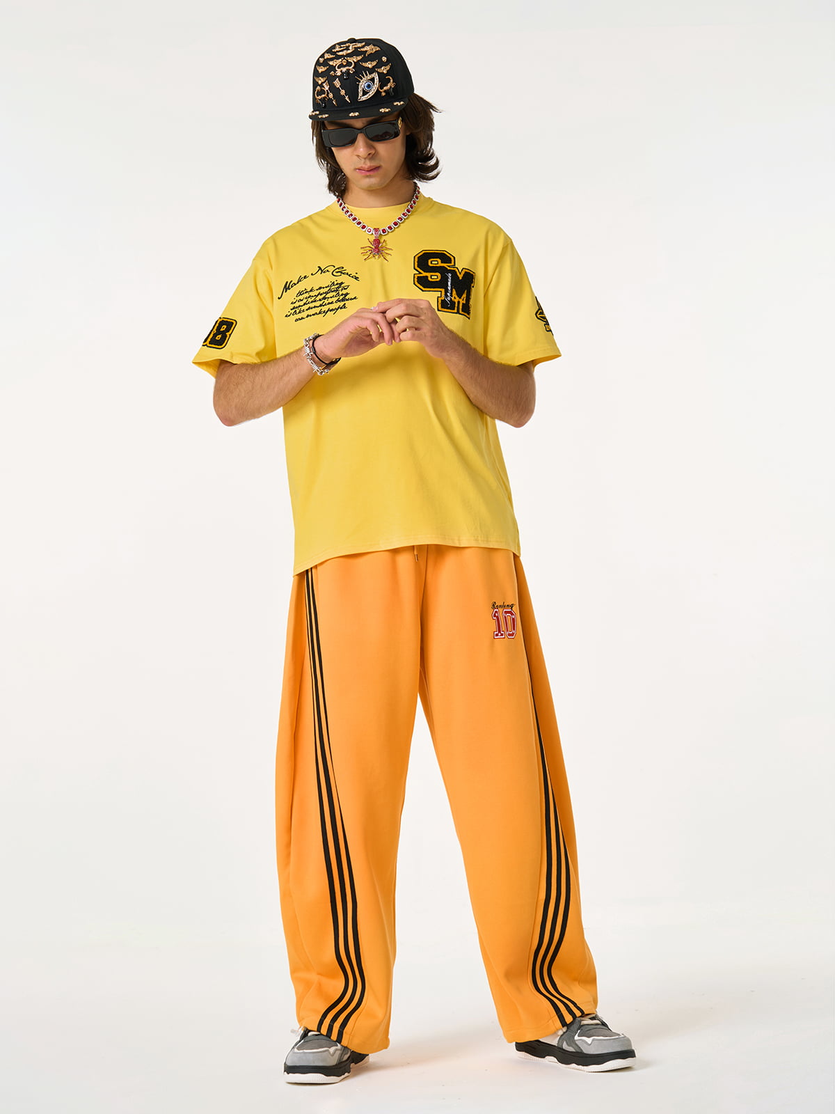 Retro Motorcycle Style Heavy Patch Embroidered T-shirt 