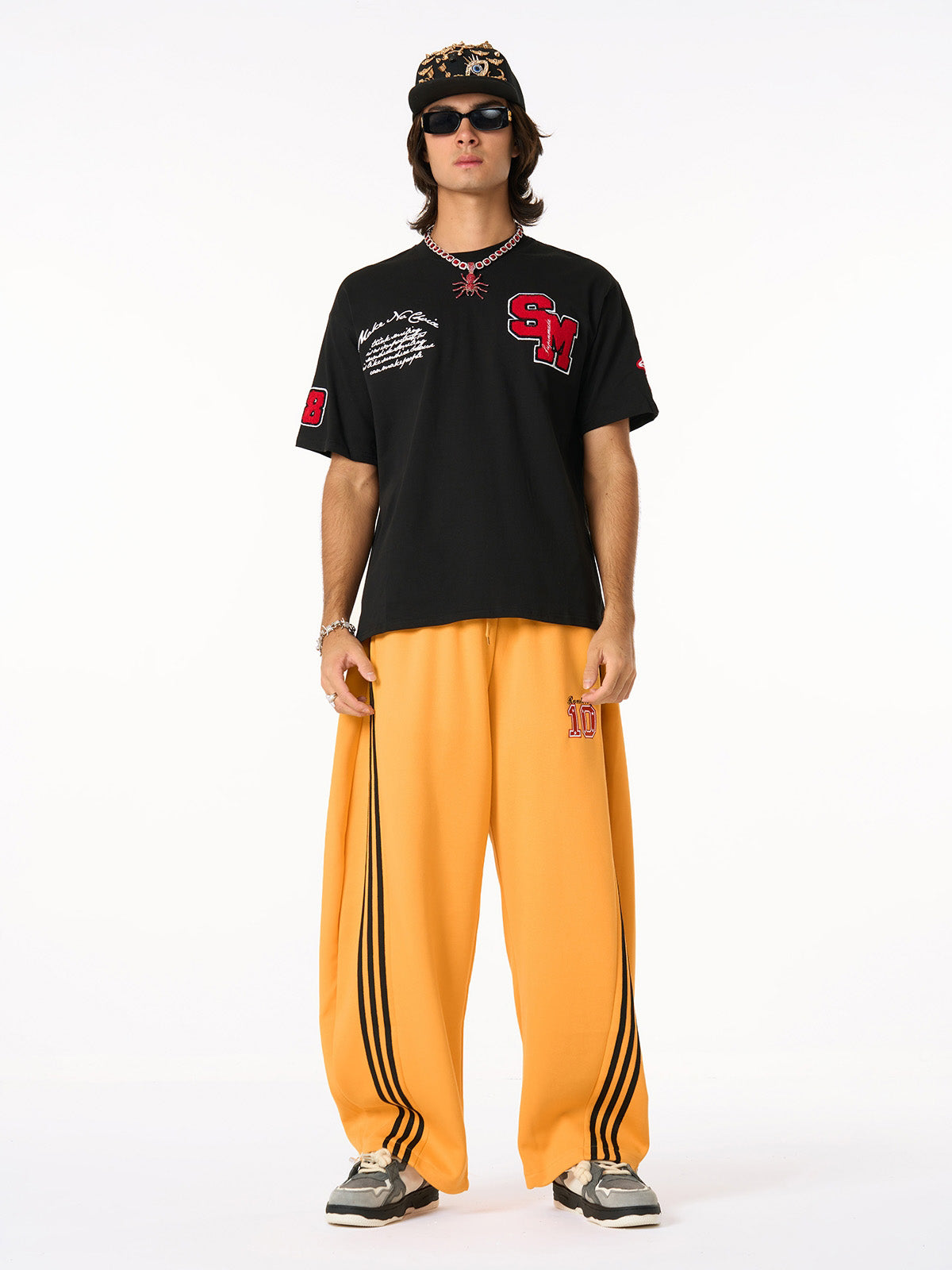 Retro Motorcycle Style Heavy Patch Embroidered T-shirt 