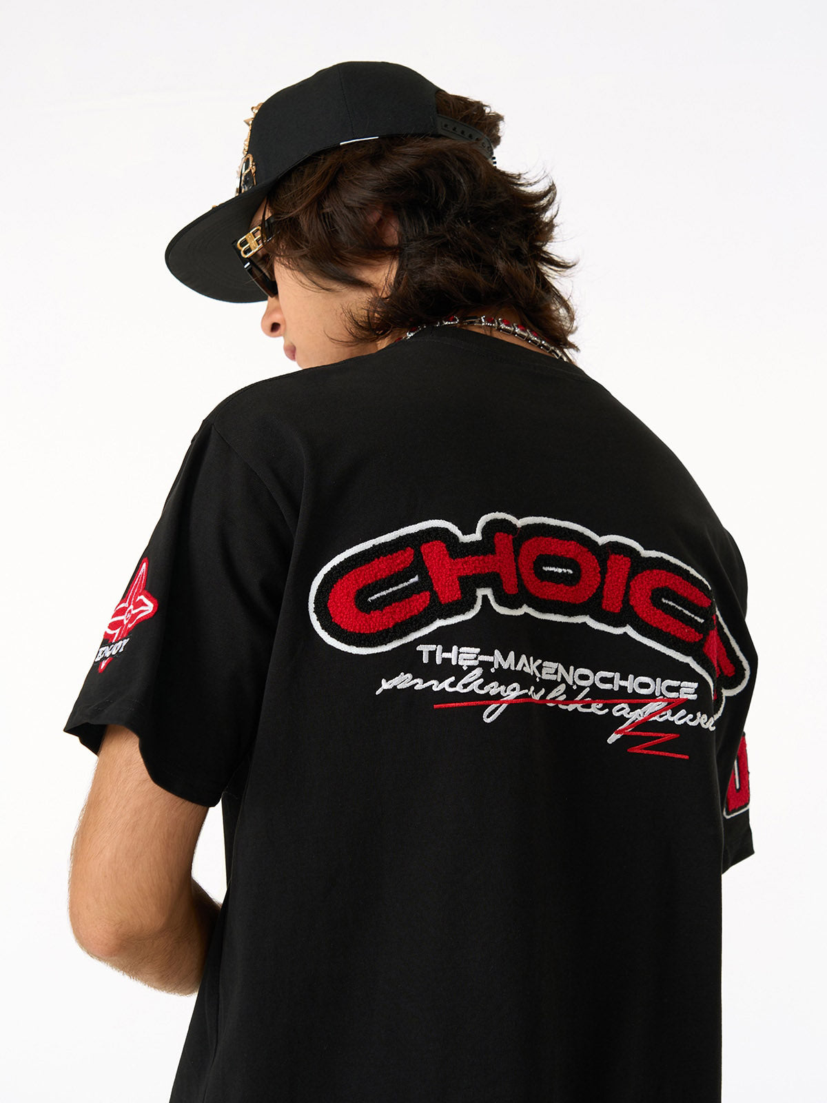 Retro Motorcycle Style Heavy Patch Embroidered T-shirt 