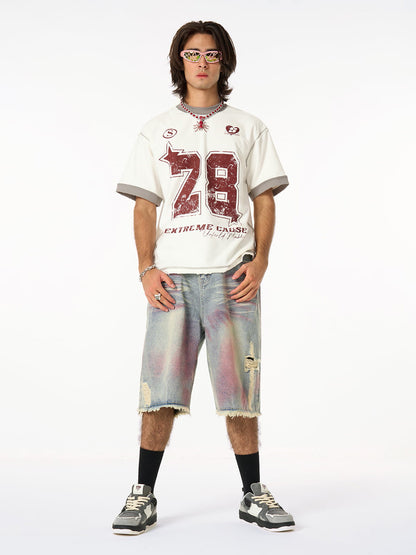 Distressed NO. 28 Jersey T-Shirt - 2442 