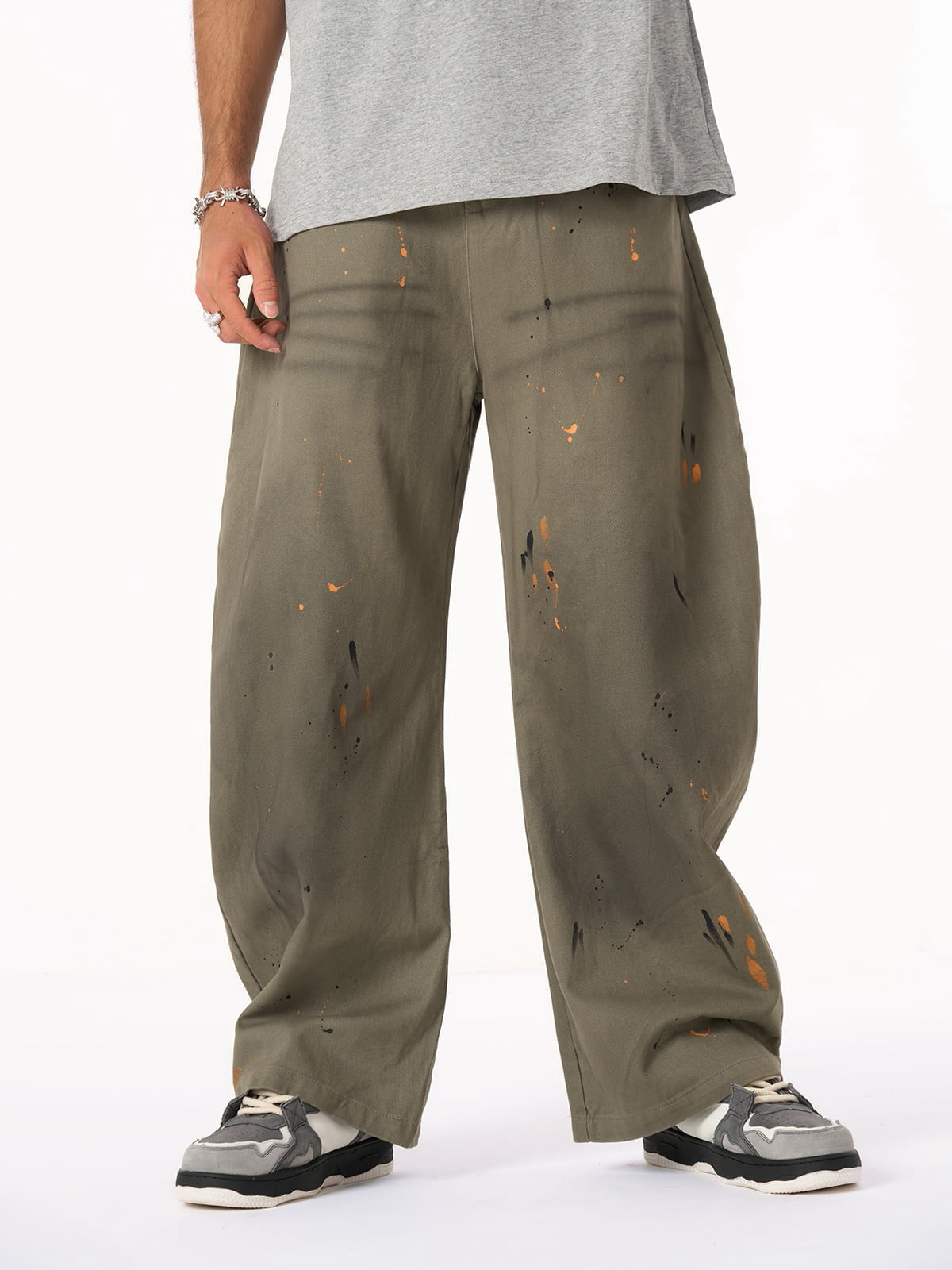 Retro Inkjet Dirty Dyed Barrel Pants 