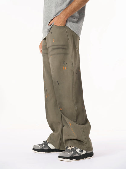 Retro Inkjet Dirty Dyed Barrel Pants 