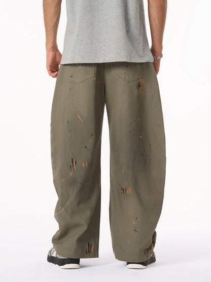 Retro Inkjet Dirty Dyed Barrel Pants 