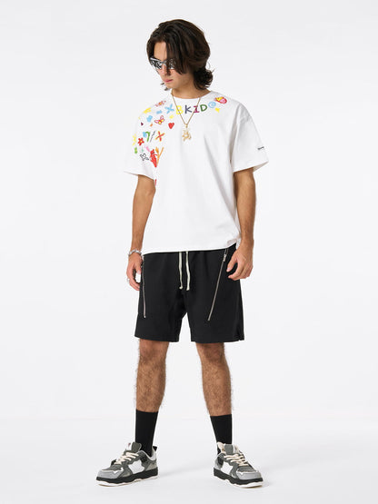 Retro Graffiti Hand-Painted T-Shirt 