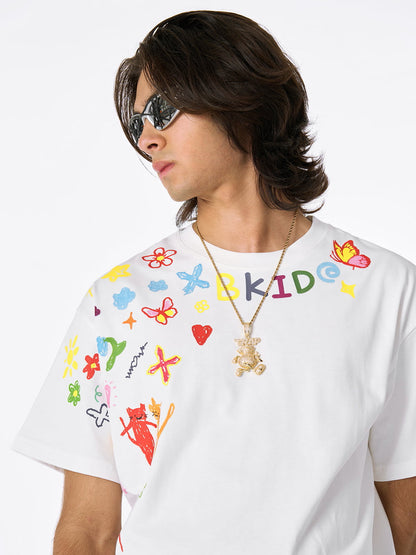 Retro Graffiti Hand-Painted T-Shirt 