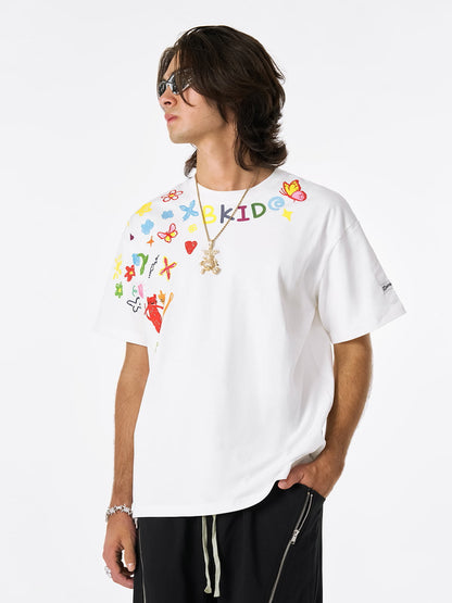 Retro Graffiti Hand-Painted T-Shirt 
