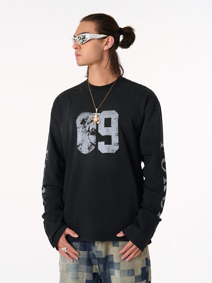 Distressed NO. 09 Long Sleeve T-Shirt 
